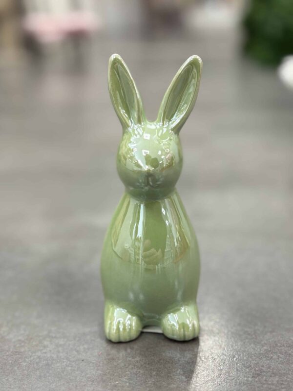 Ceramiczny Zajączek Dekoracyjny Prosty - Zielony na Wielkanoc