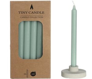 Zestaw 12 miętowych świec Tiny Candle – smukłe, eleganckie