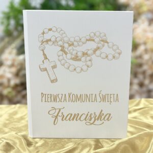 Prezent Biblia z dedykacją na I Komunię Świętą Wzór Różaniec