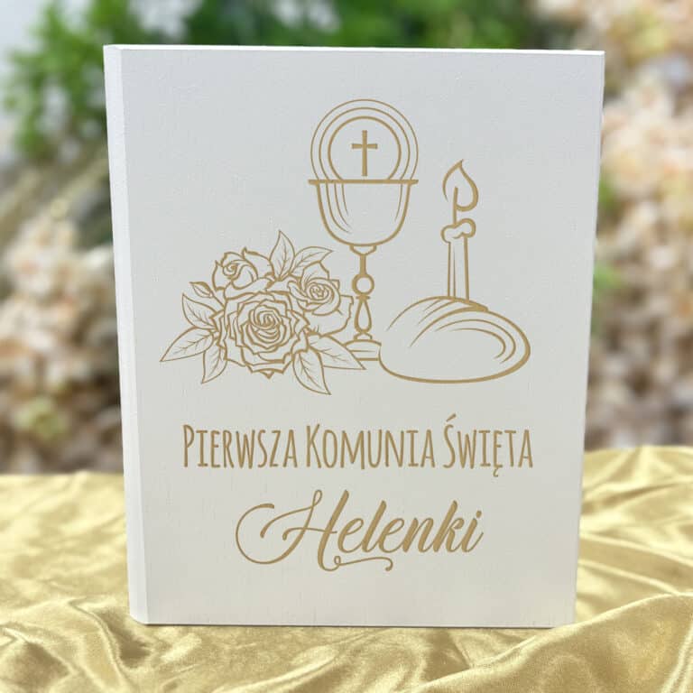 Prezent na I Komunię Święta wzór Symbole Eucharystii