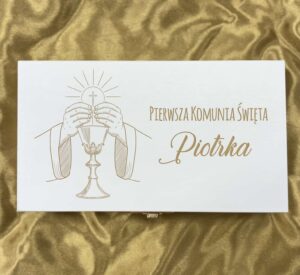 PAMIĄTKA PIERWSZEJ KOMUNII ŚWIĘTEJ Pudełko na Pieniądze PREZENT Komunię