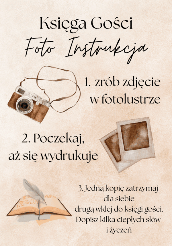 Instrukcja na wesele do fotobudki fotolustra księga gości
