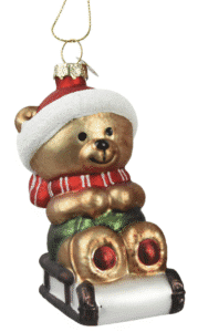 Bombka choinkowa miś na sankach