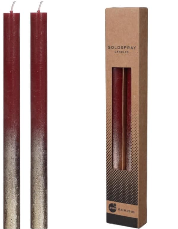 Świece bordowe ze złotym brokatem świąteczne