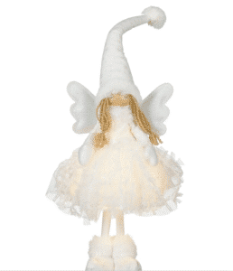 Figurka Świąteczna Anioł Skrzat Biały LED