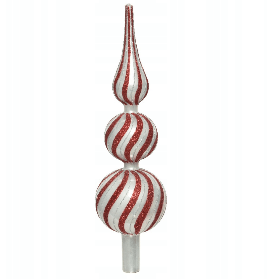 Czerwono biały szpic na choinkę 31cm