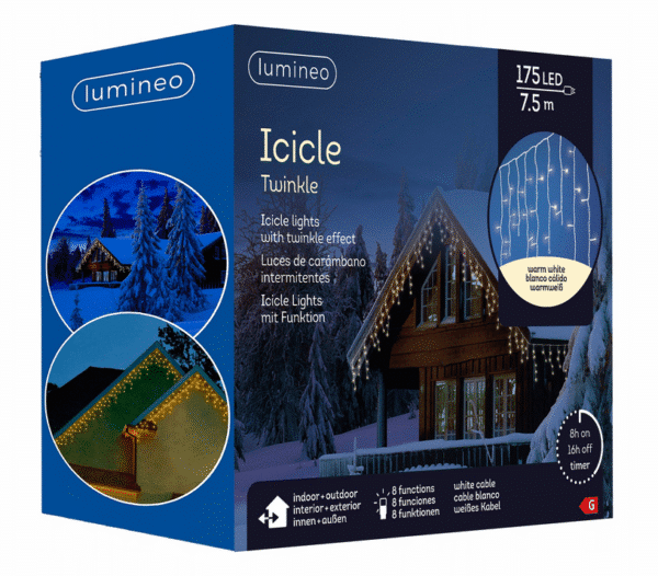 Świąteczne lampki Luminea Icicle Twinkle 175 LED Ciepłe