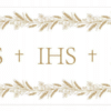 Bieżnik flizelinowy na komunię złote dodatki IHS krzyż liście