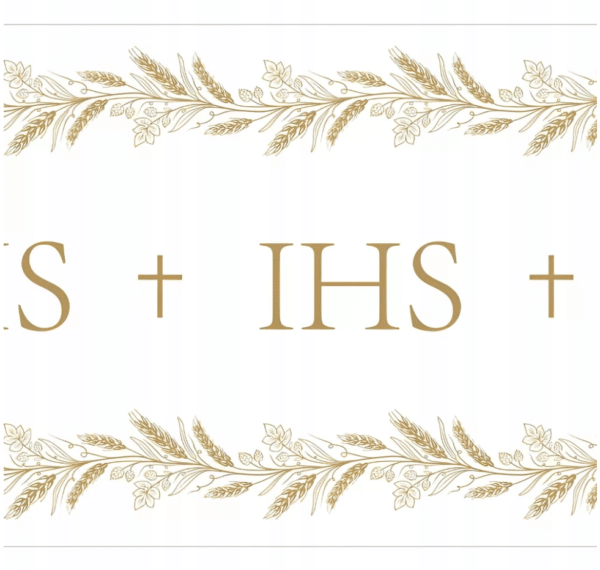 Bieżnik komunijny złote IHS hostia krzyż