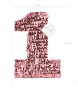 Piniata w kształcie cyfry 1 w kolorze rose gold