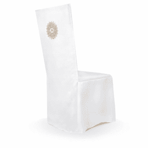 Pokrowiec na krzesło komunijny biały złota hostia