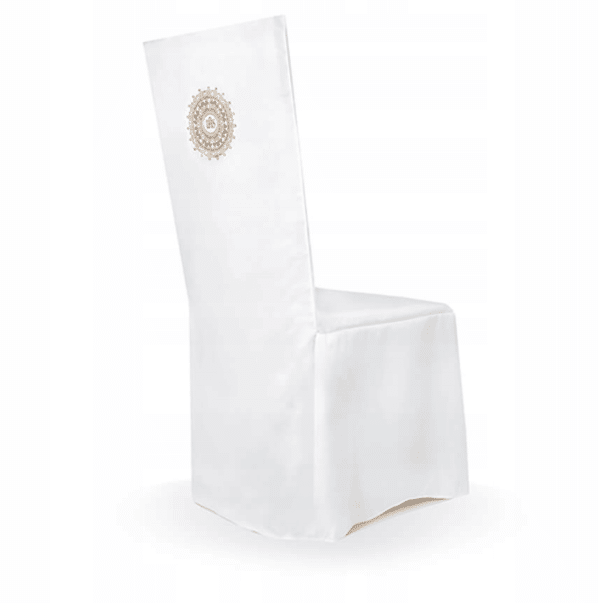 Pokrowiec na krzesło komunijny biały złota hostia