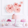 Różowe Kwiaty Papierowe - 5 szt. Dekoracja Stołu Ściany Urodziny Ślub