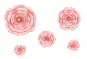 Różowe Kwiaty Papierowe - 5 szt. Dekoracja Stołu Ściany Urodziny Ślub