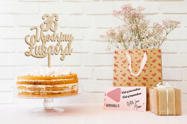 Drewniany topper na tort dowolny napis perosnalizowany