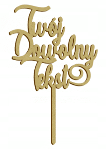 Topper na ciasto tort w kolorze złotym twój dowolny napis