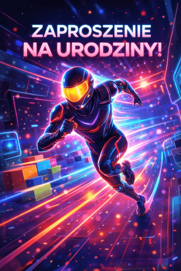 Zaproszenia Urodzinowe Laseromania dla chłopca dynamiczne dla gamera