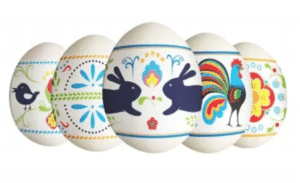 Owijki termokurczliwe na jajka 6 szt. Regionalne wzory wielkanocne. Szybki i łatwy sposób na efektowne pisanki.