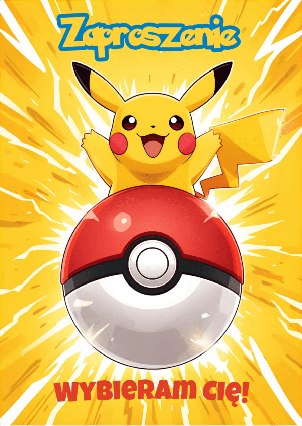 Zaproszenia Pokemon Pikachu