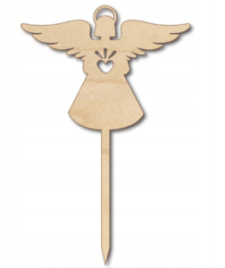 Topper na ciasto drewniany anioł serce