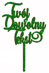 Topper na tort w kolorze zielonym brokatowy