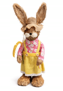 Zając wielkanocny słomiany 48 cm w stylu rustykalnym. Urocza dekoracja do domu na Wielkanoc i wiosnę.