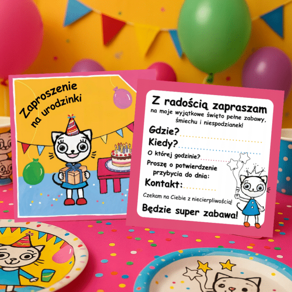 Zaproszenie urodzinowe Kicia Kocia