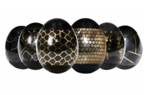 Zestaw glamour do jajek – barwnik i 6 owijek. Eleganckie czarno-złote pisanki na Wielkanoc. Szybki i efektowny sposób dekoracji.