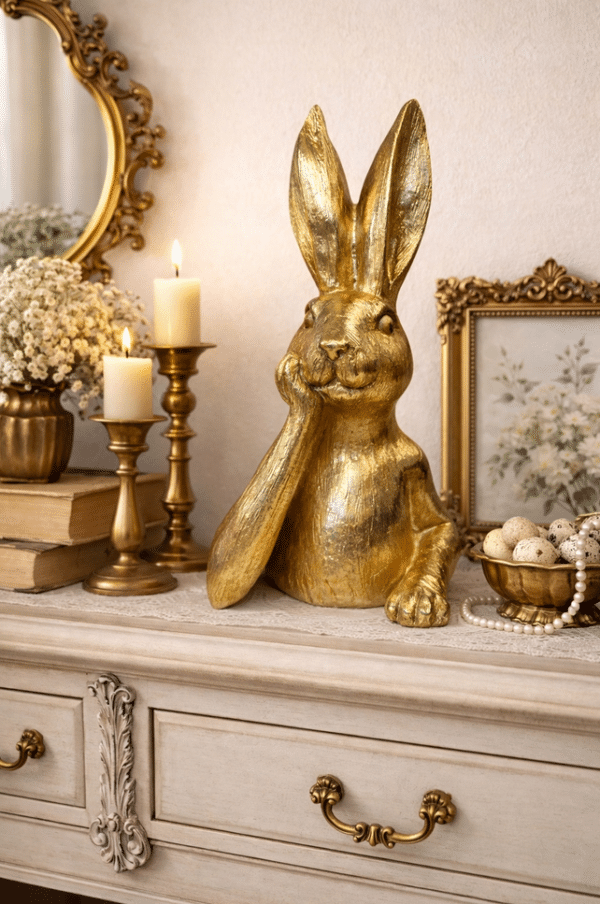 Złoty królik dekoracyjny glamour 24cm wz 2