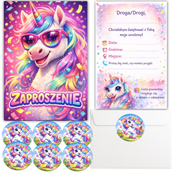 Zaproszenia urodzinowe Jednorożec dla dziewczynki