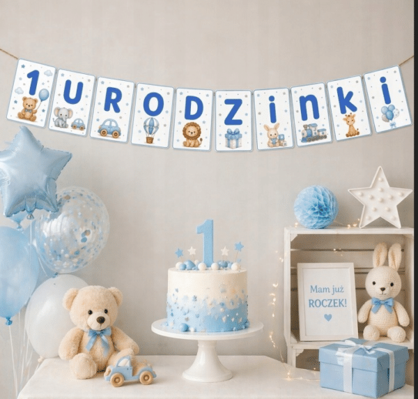 Baner-Girlanda na 1 urodzinki dla chłopca