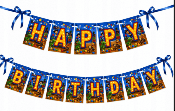 Baner urodzinowy – girlanda „Happy Birthday” w stylu Toy Story 10 × 15 cm