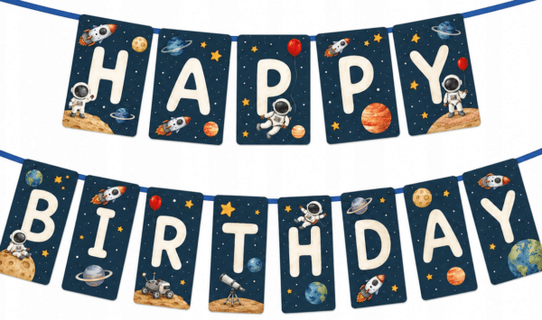 Baner-Girlanda urodziny Kosmos HAPPY BIRTHDAY -10x15cm