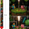 Fontanna Tortowa Minecraft PIKSELE GAMER 18 cm – Raca na Tort Urodzinowy Pixel Game