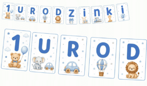 Baner-Girlanda na 1 urodzinki dla chłopca