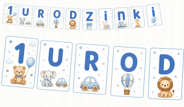 Baner-Girlanda Na 1 Urodzinki, Roczek Dla Chłopca Niebieski