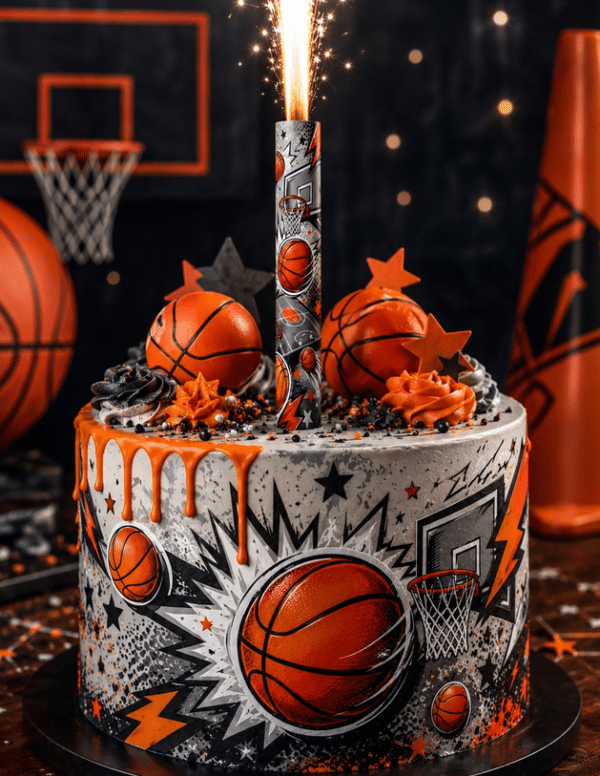 Fontanna Tortowa Koszykówka 18 cm – Raca na Tort Basketball Party
