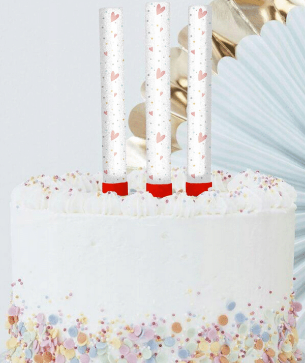 Fontanna-Raca na tort w różowe serduszka 18cm