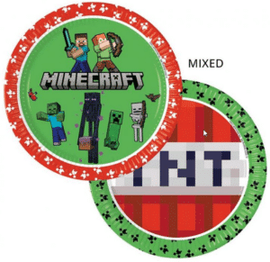 Talerzyki papierowe Minecraft, 23 cm, 8 szt. (plastic-free)