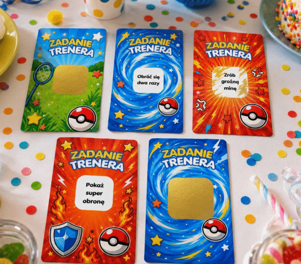 Karty Zdrapki Zadania Urodzinowe Pokemon - 24 sztuki
