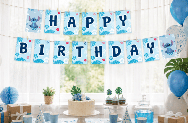 Baner-Girlanda na Urodziny Stitch