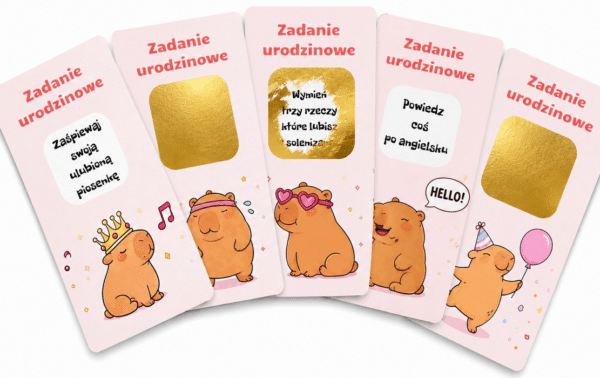 Karty Zdrapki Zadania Urodzinowe Kapibara - 24 sztuki