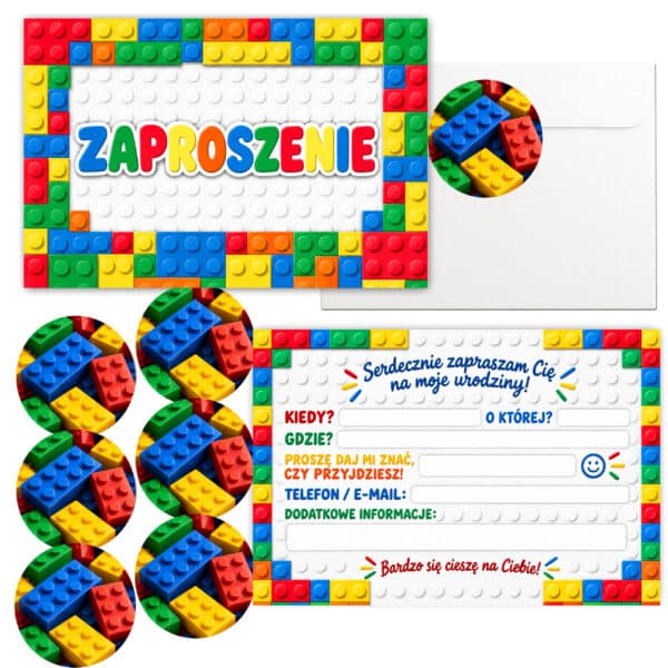 Zaproszenia Urodzinowe Kolorowe Klocki
